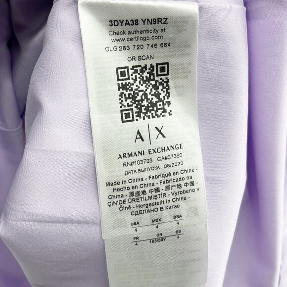 Armani Exchange Flared dress with satin jacquard bows Violet Sky Size 4 A|X - Picture 11 of 12